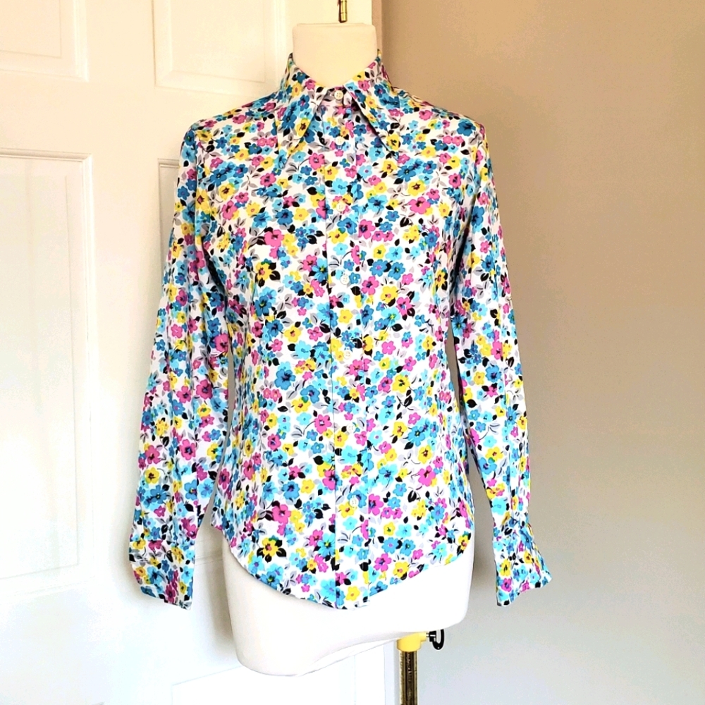 Vintage 70s ditsy floral print shirt flower power